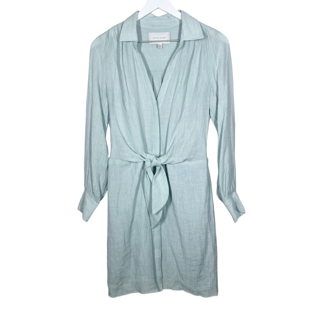 Brochu Walker Madsen Shirt Dress Wrap Pale Julep Mint Green Gauzy Size Small